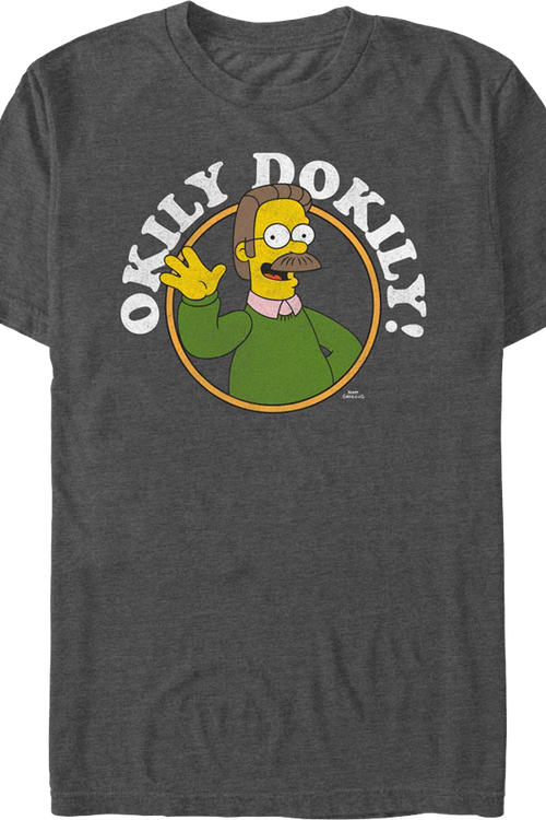 Charcoal Heather Ned Flanders Okily Dokily Simpsons T-Shirt