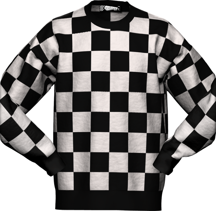 Checkerboard Pattern Knitted Sweater