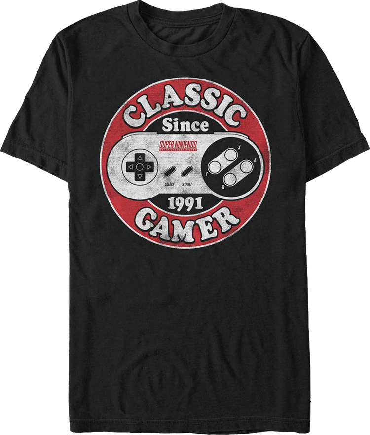 Classic Gamer Since 1991 Super Nintendo T-Shirt