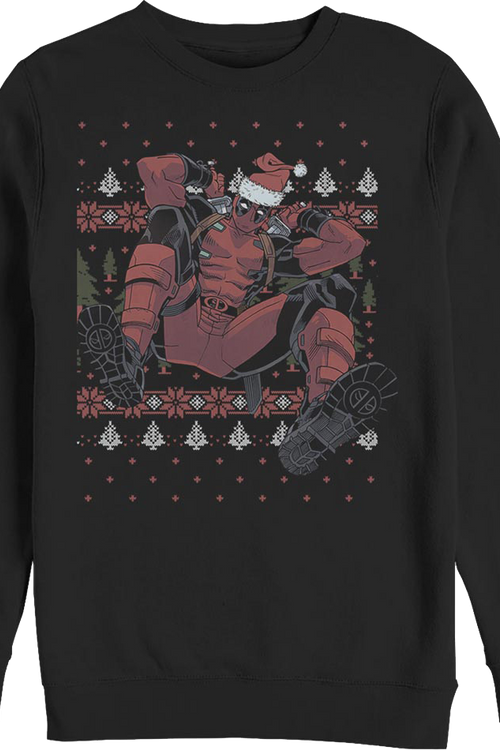 Deadpool Faux Ugly Christmas Sweater Marvel Comics Sweatshirt