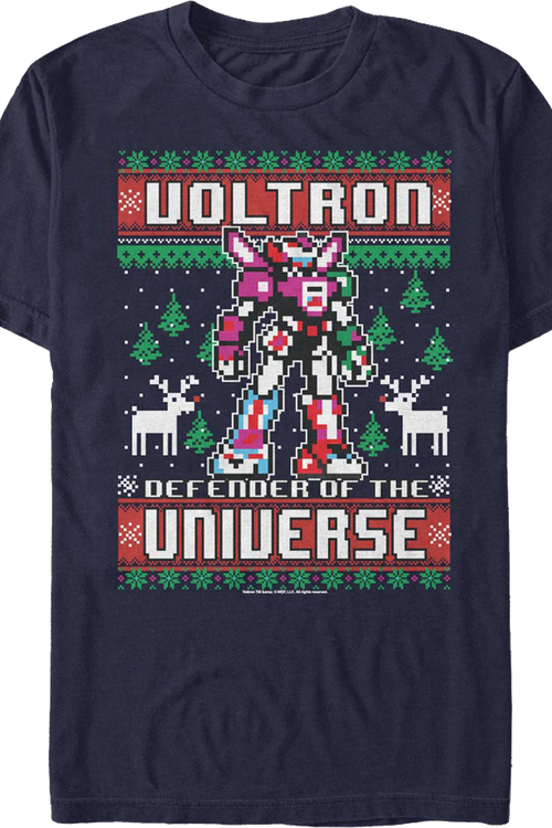 Defender of the Universe Faux Ugly Christmas Sweater Voltron T-Shirt