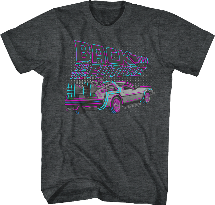 DeLorean Neon Outline Back To The Future T-Shirt
