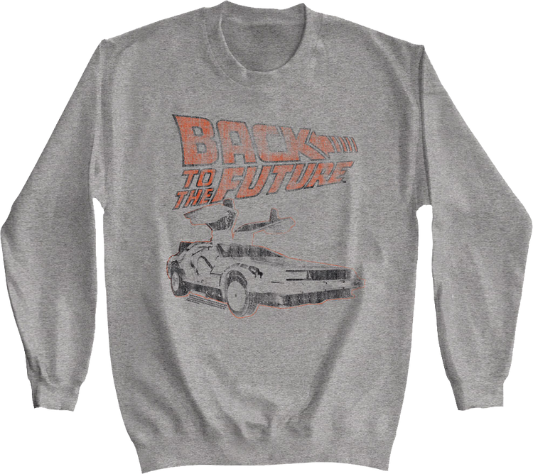 Distressed Logo And DeLorean Back To The Future Sweatshirt