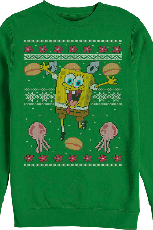 Faux Ugly Christmas Sweater SpongeBob SquarePants Sweatshirt