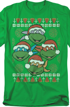 Faux Ugly Christmas Sweater Teenage Mutant Ninja Turtles T-Shirt