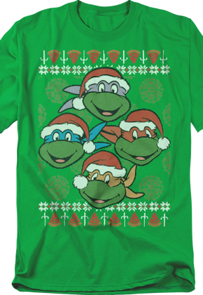 Faux Ugly Christmas Sweater Teenage Mutant Ninja Turtles T-Shirt