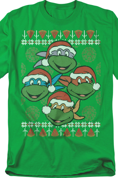 Faux Ugly Christmas Sweater Teenage Mutant Ninja Turtles T-Shirt