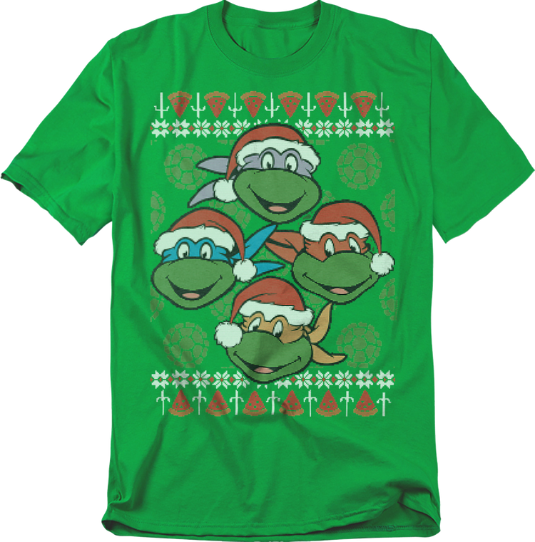 Faux Ugly Christmas Sweater Teenage Mutant Ninja Turtles T-Shirt