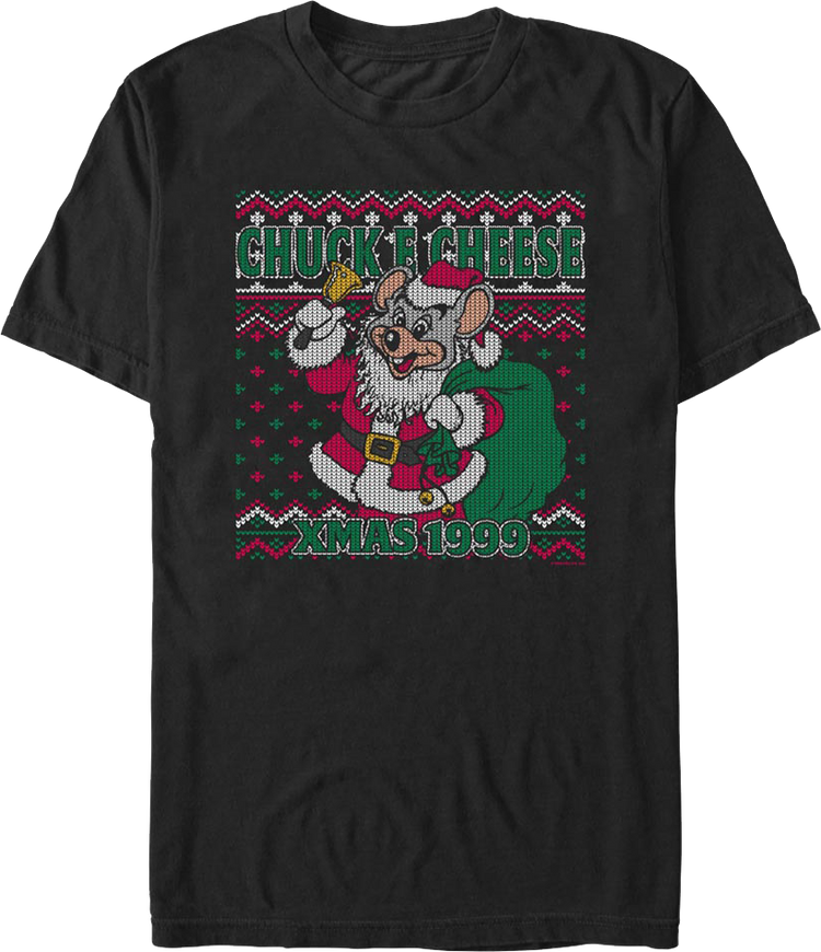 Faux Ugly Xmas 1999 Sweater Chuck E. Cheese T-Shirt