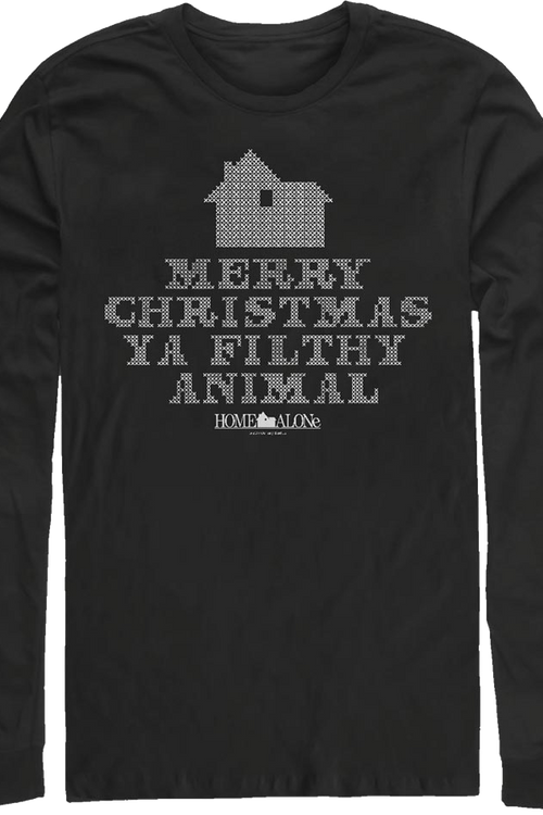 Faux Ugly Knit Christmas Sweater Home Alone Long Sleeve Shirt