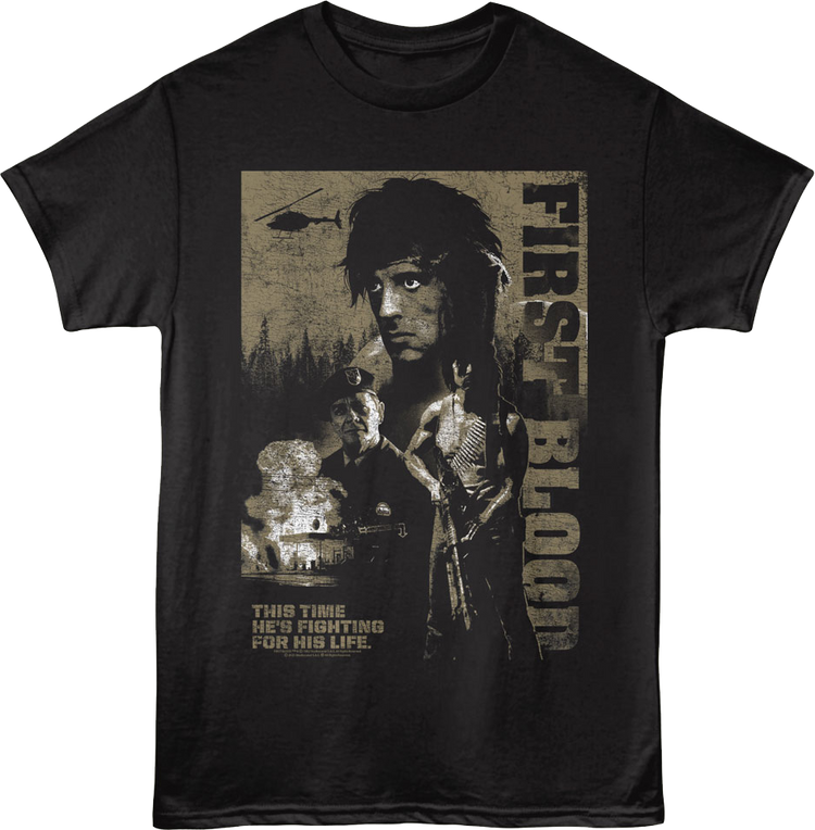 First Blood Tagline Poster Rambo T-Shirt