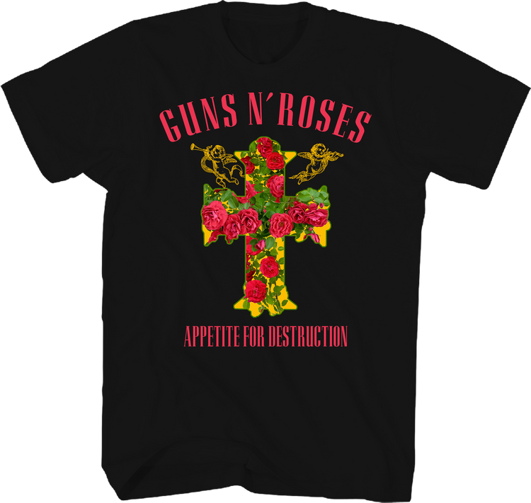 Appetite For Destruction Floral Cross Guns N' Roses T-Shirt