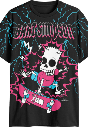Front & Back Bart Skateboarding Cyber Sigilism Simpsons T-Shirt
