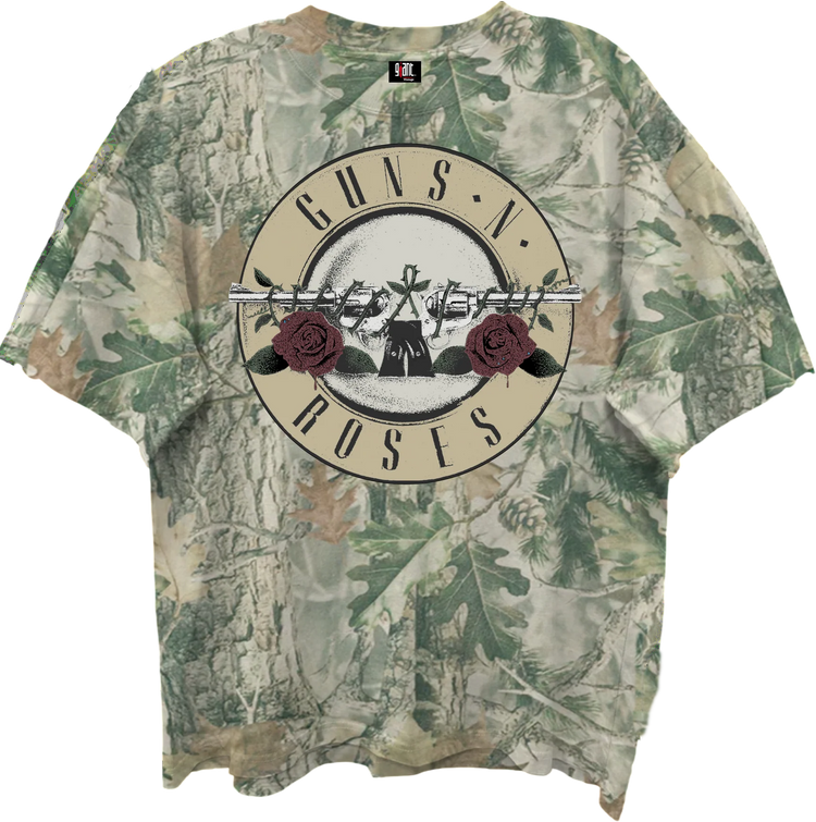 Front & Back Camouflage Logo Guns N' Roses Oversized T-Shirt
