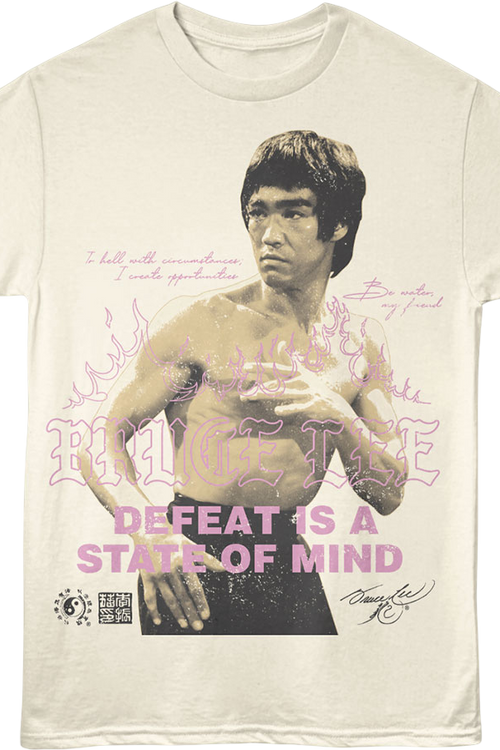 Front & Back Defeat Is A State Of Mind Bruce Lee T-Shirt
