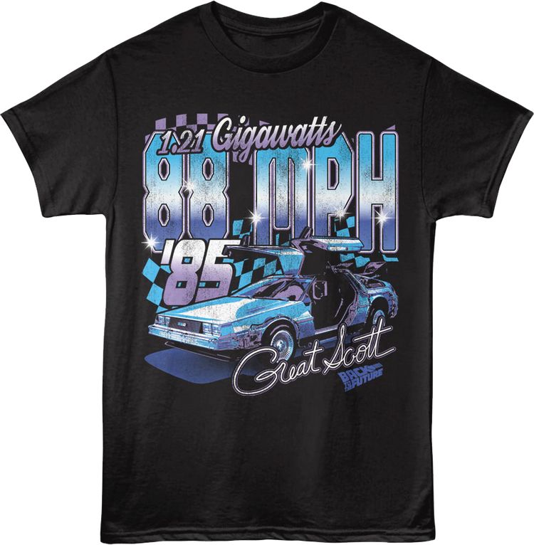 Front & Back DeLorean Racing '85 Back To The Future T-Shirt
