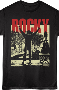 Front & Back Win Rocky Win 50th Anniversary Rocky T-Shirt
