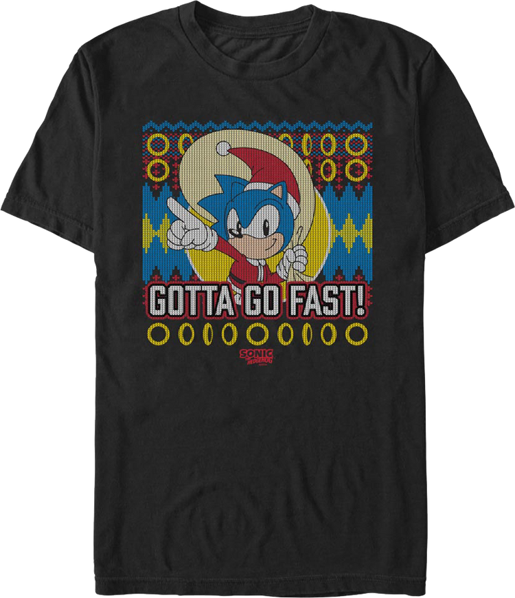 Gotta Go Fast Faux Ugly Christmas Sweater Sonic The Hedgehog T-Shirt