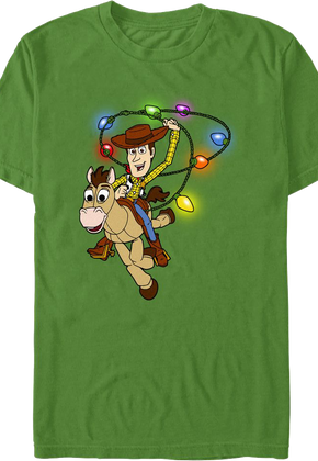Green Woody's Christmas Lasso Toy Story T-Shirt