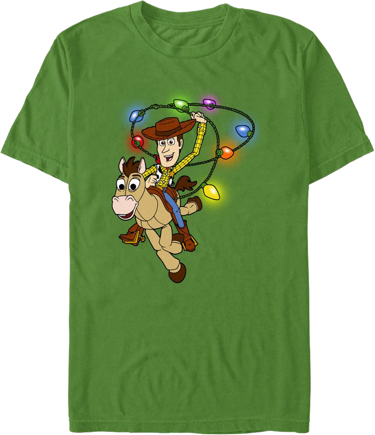 Green Woody's Christmas Lasso Toy Story T-Shirt