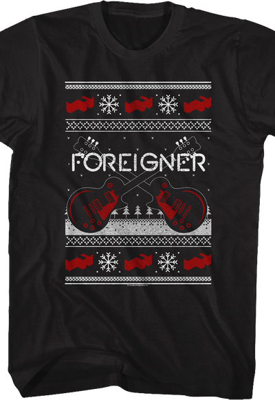 Guitars Faux Ugly Christmas Sweater Foreigner T-Shirt