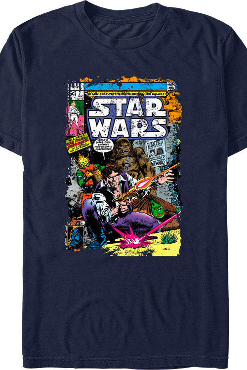 Han Solo And Chewbacca Comic Book Cover Star Wars T-Shirt