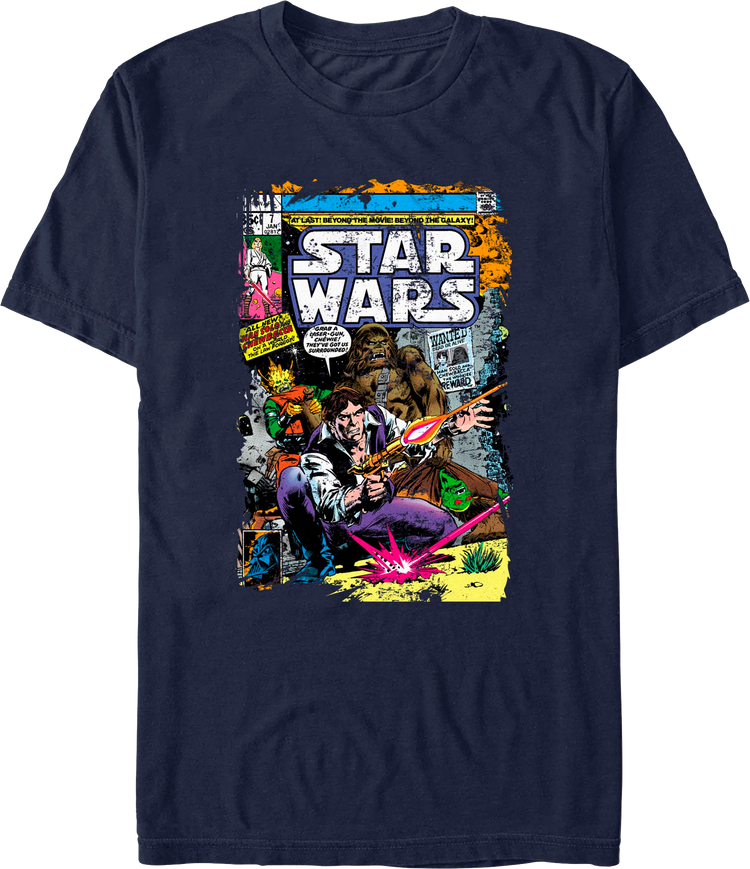 Han Solo And Chewbacca Comic Book Cover Star Wars T-Shirt