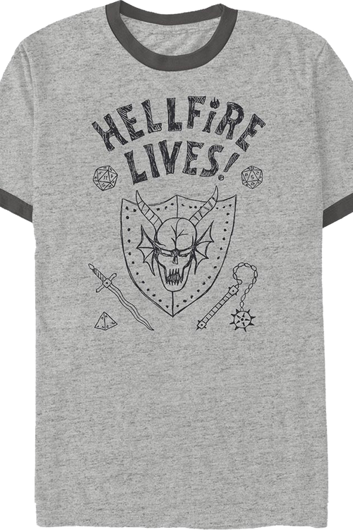 Hellfire Lives Stranger Things Ringer Shirt