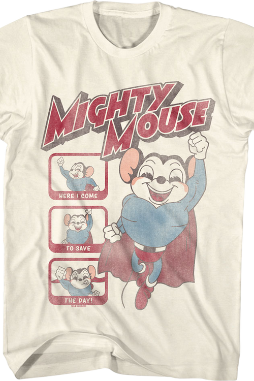 Here I Come To Save The Day Collage Mighty Mouse T-Shirt