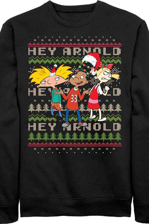 Hey Arnold Faux Ugly Christmas Sweater Nickelodeon Sweatshirt