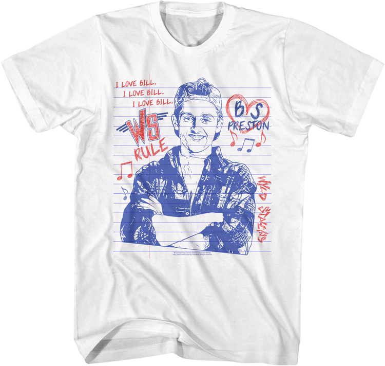 I Love Bill Notebook Doodle Bill & Ted's Excellent Adventure T-Shirt