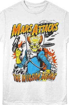 Invasion Begins Illustration Mars Attacks T-Shirt