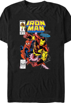 Iron Man Battles Together With Spider-Man Marvel Comics T-Shirt