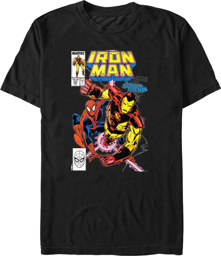 Iron Man Battles Together With Spider-Man Marvel Comics T-Shirt