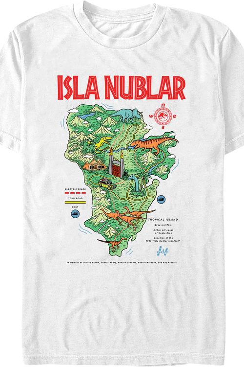 Isla Nublar Map Jurassic Park T-Shirt