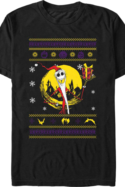 Jack Skellington Faux Ugly Sweater Nightmare Before Christmas T-Shirt