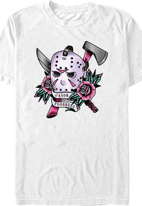 Jason Voorhees Floral Tattoo Friday the 13th T-Shirt