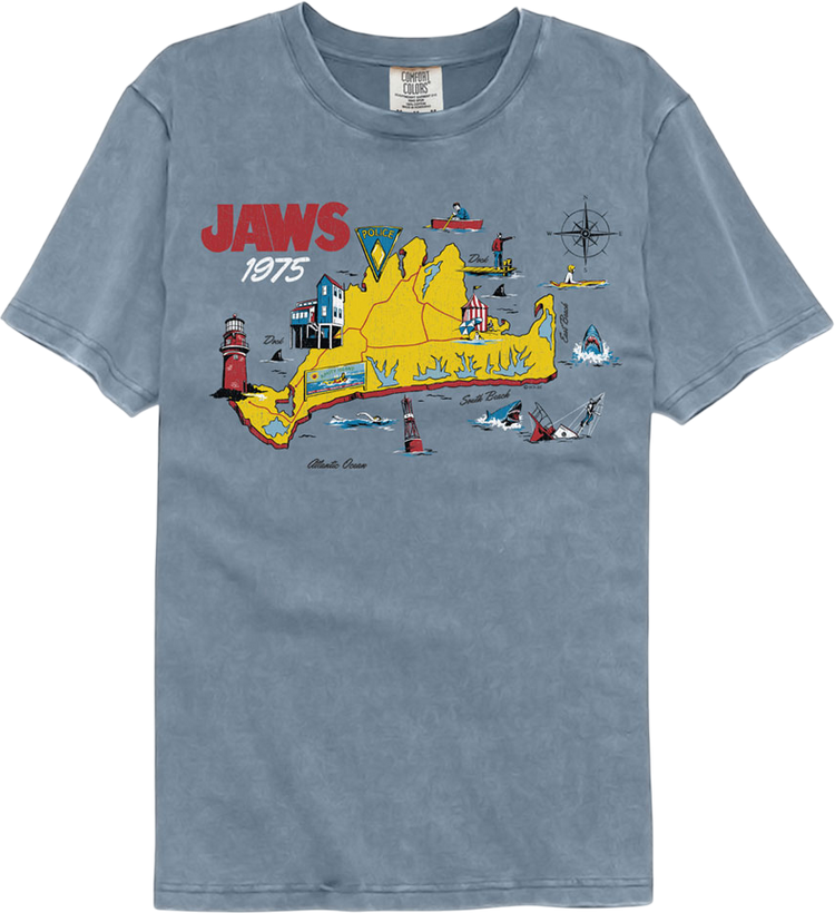 Jaws 75 Island Map Comfort Colors Brand T-Shirt