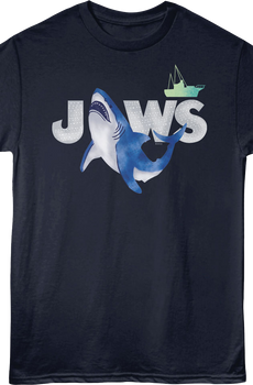 Watercolor Shark Attack Jaws T-Shirt