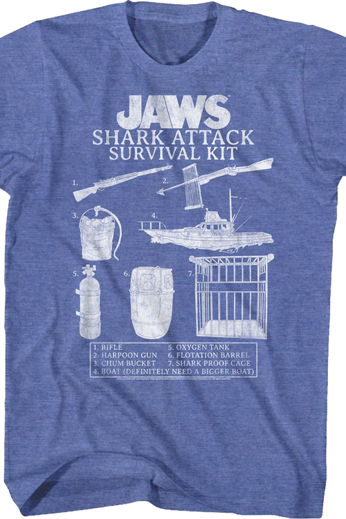 Vintage Shark Attack Survival Kit Jaws T-Shirt