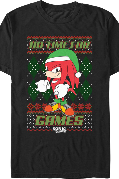 No Time For Games Faux Ugly Sweater Sonic The Hedgehog T-Shirt