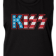 Ladies American Flag Logo KISS Muscle Tank Top thumbnail