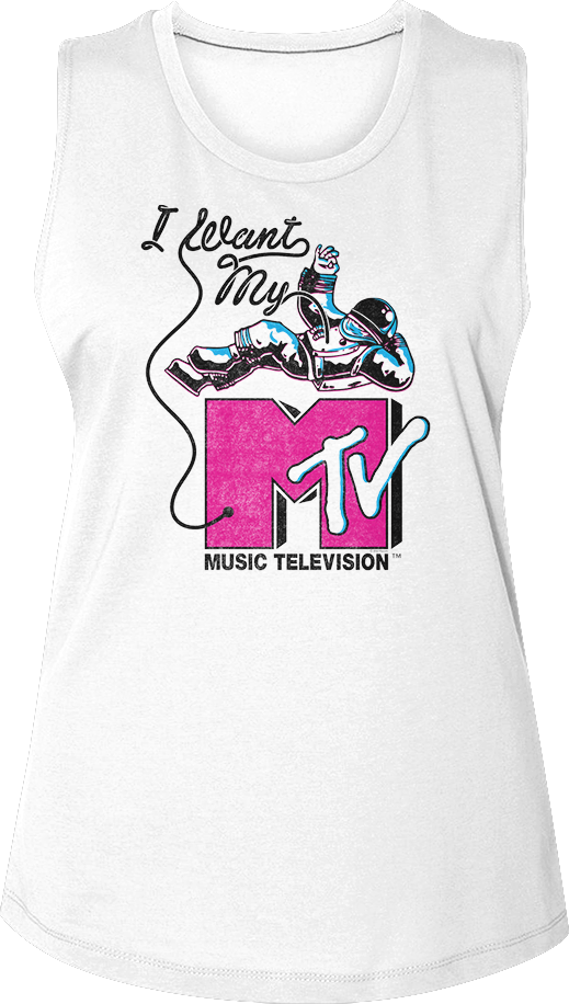 Ladies Astronaut I Want My MTV Muscle Tank Top