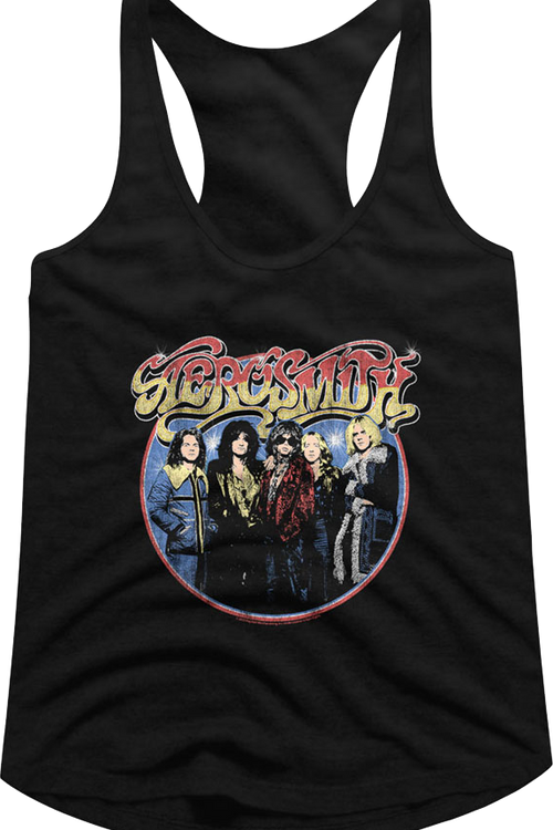 Ladies Band Photo Circle Aerosmith Racerback Tank Top