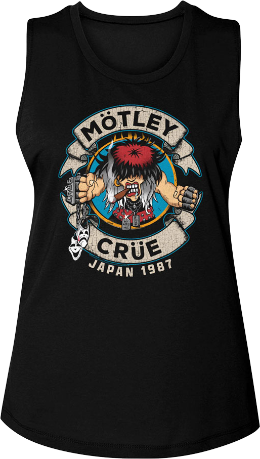 Ladies Distressed Allister Fiend Japan Motley Crue Muscle Tank Top