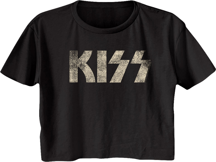 Ladies Distressed Logo KISS Crop Top