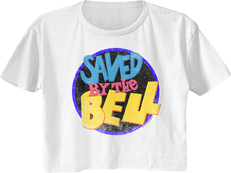 Ladies Distressed Logo Saved By The Bell Crop Top
