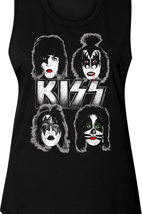 Ladies Face Paint KISS Muscle Tank Top