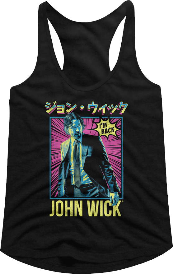 Ladies Japanese Poster John Wick Racerback Tank Top
