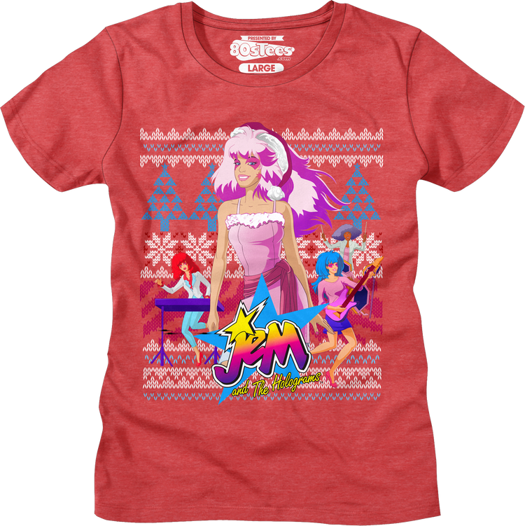 Ladies Jem and the Holograms Faux Knit Christmas Shirt